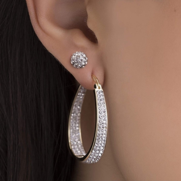 Hoop earring for women made with Swarovski Crystal - Picture 1 of 10